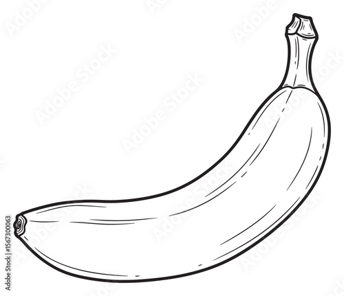 Banana Outline Illustration in Black and White