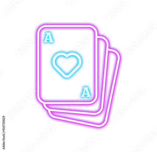 Neon Casino Poker Icon Illustration