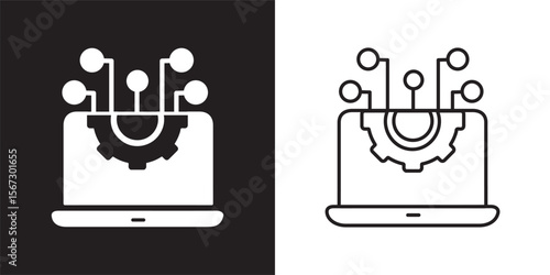 Information Technology solid and thin line web icon set. Vector illustration