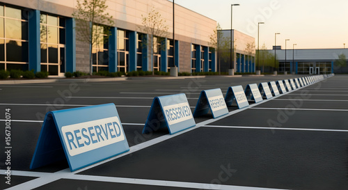 Designated Parking Spots Lined Up Outside a Commercial Building For Reserved Use