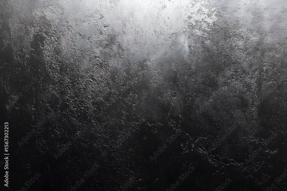 Obraz premium A textured black stone surface, conveying a sense of depth and raw beauty. The surface of the stone has rough, irregular patterns and textures