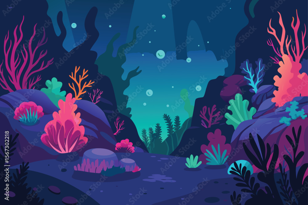 Fototapeta coral reef with fishes