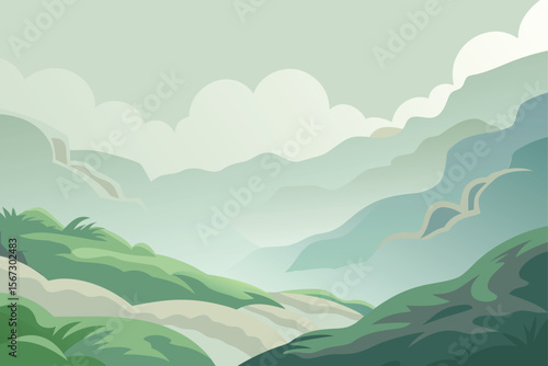 landscape with mountains and clouds