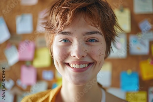 Portrait of a smiling girl with freckles on her face, Ai Generated