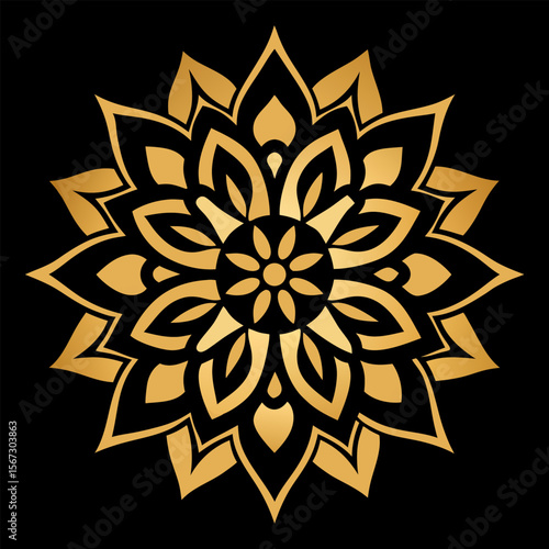 Gilded Mandala on Black Canvas: A Symbol of Balance and Grace