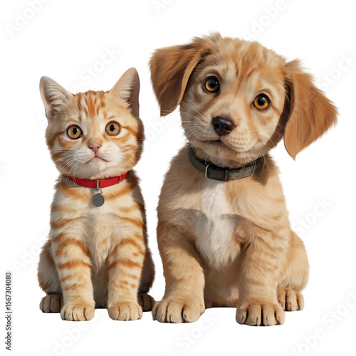 Wallpaper Mural Adorable domestic pets puppy and kitten together cute pets companion isolated on transparent background Torontodigital.ca