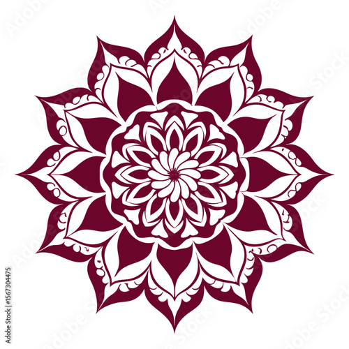 18. A highly detailed, floral mandala with elaborate petal shapes and swirling linework, resembling an ornate lace structure.