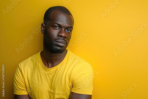 Portrait of a young african american man against yellow background, Ai Genrated