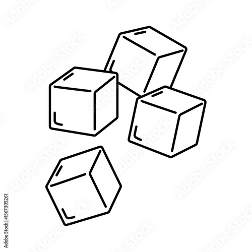 シンプルな線画で描かれた4つの氷のキューブイラスト