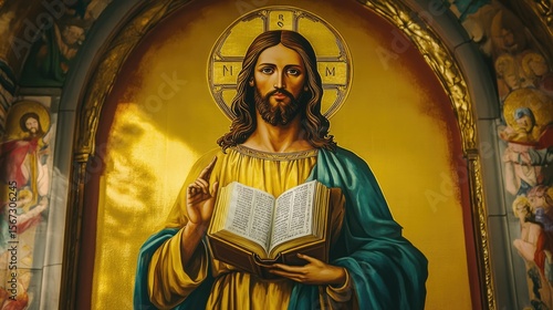 Jesus Christ Depicted in a Traditional Church Painting