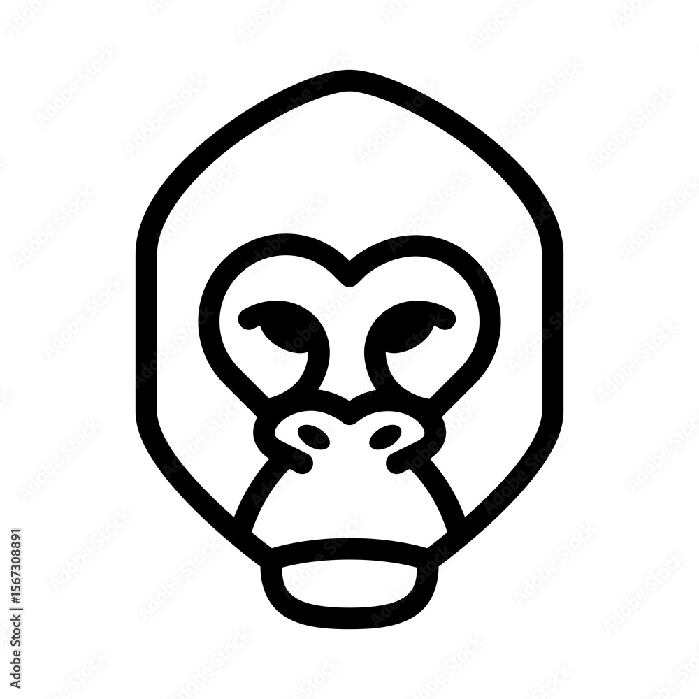 Gorilla Icon Line Design Style Animal Head Vector Transparent Background Gorilla Icon Line Design Style Animal Head Vector Transparent Background
