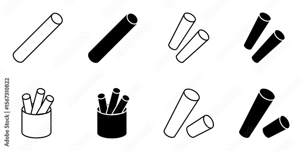 chalk, blackboard, writing icon set