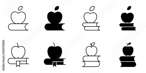 book and apple icon set
