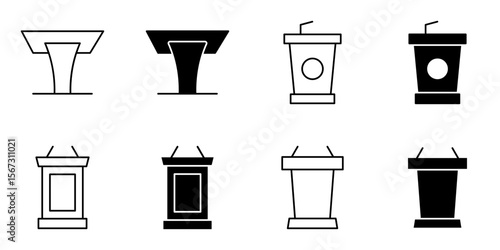 lecture podium, conference icon set