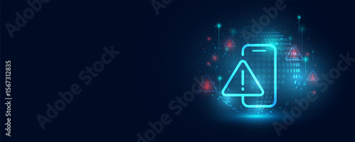 Mobile technology background image, protection, encryption, cyber security alert lock