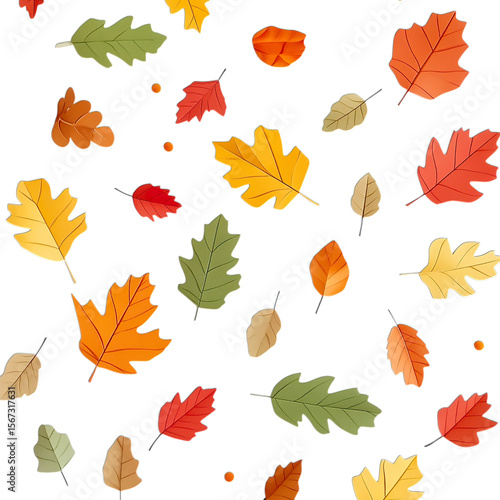 autumn leaves seamless pattern isolated on transparent background png
