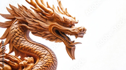 Wooden Dragon Statue with Intricate Details