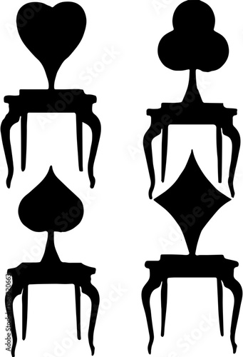 illustration of playing cards and chairs