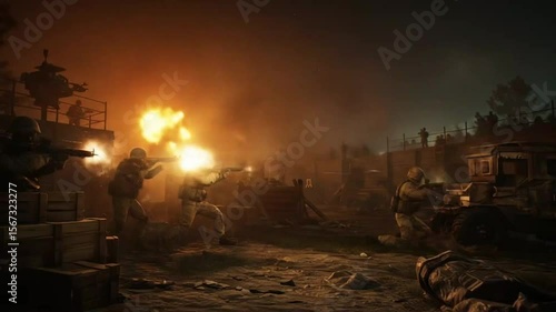 Troops under fire in an active war zone