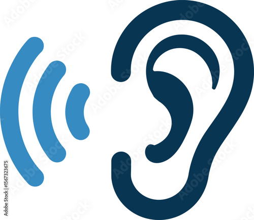 Understanding hearing loss ear icon vector illustration sound waves hearing aid