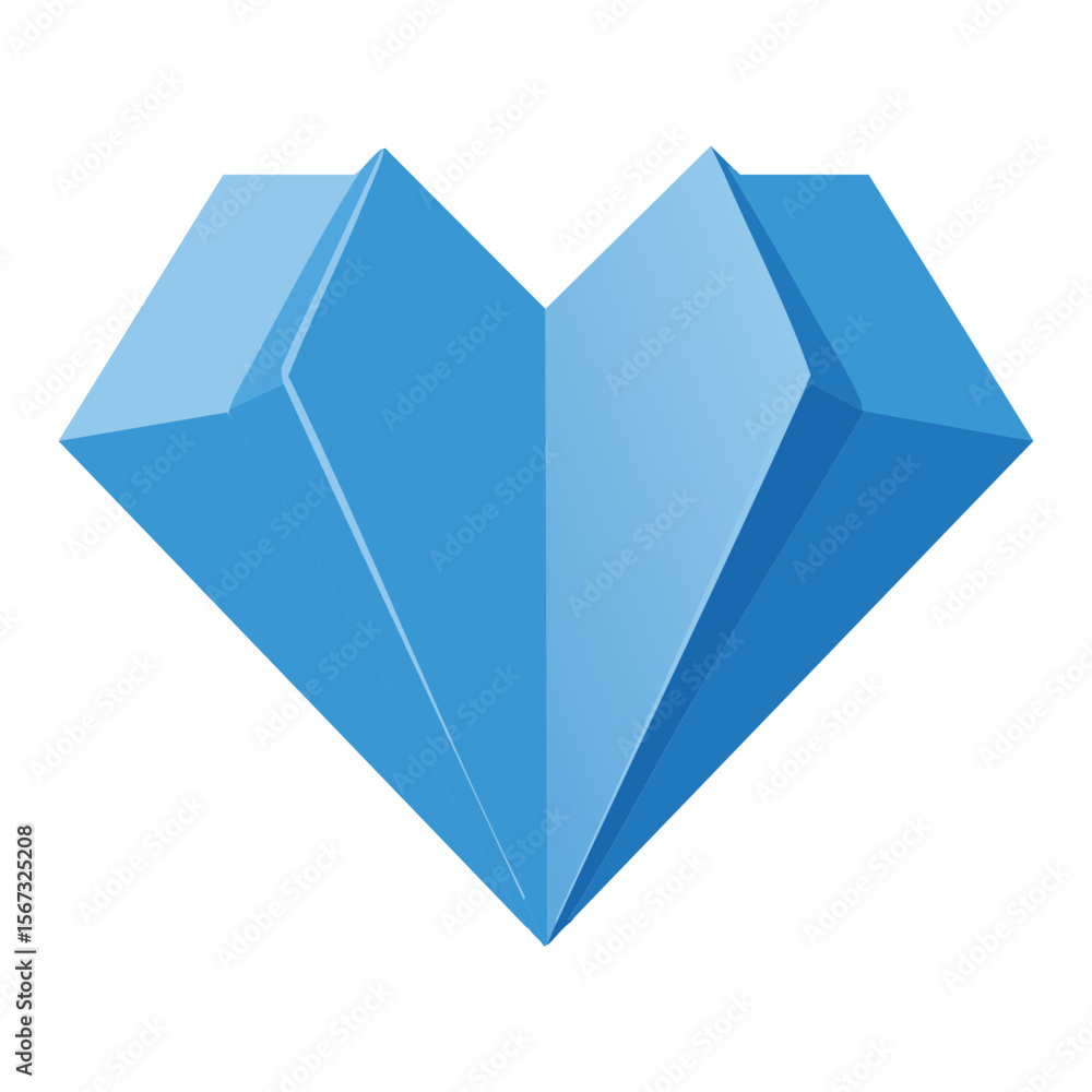 Cool Blue Folded Heart Geometric Origami Cool Blue Folded Heart Geometric Origami