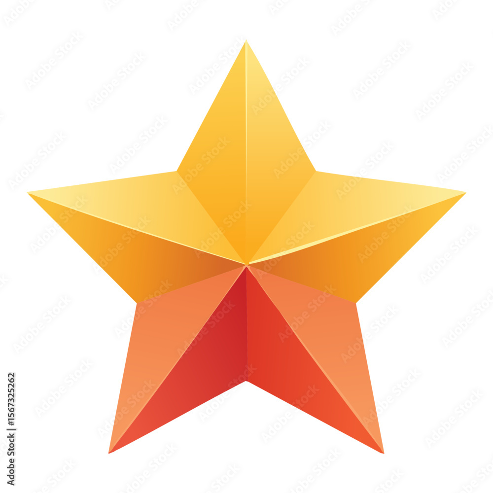 Fototapeta premium Bright Yellow Star Geometric Origami Shape