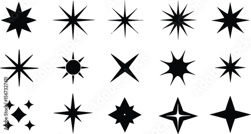 sparkle star icon set. shine star sparkle vector