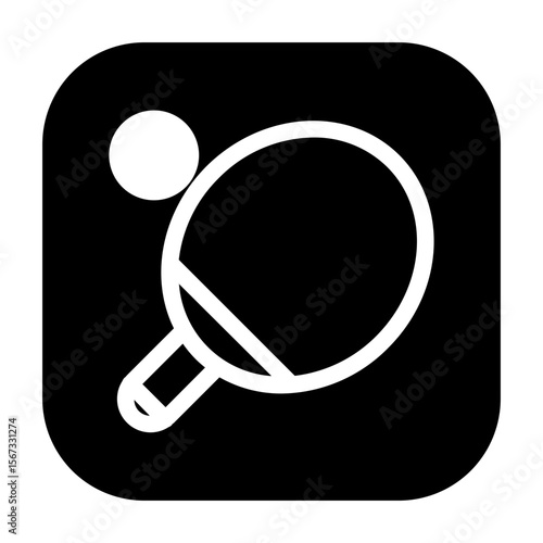 Ping pong paddle and ball representing table tennis.