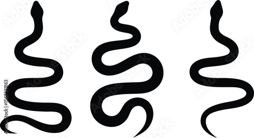 Snake silhouette set vector illustration, Snake icon vector bundle