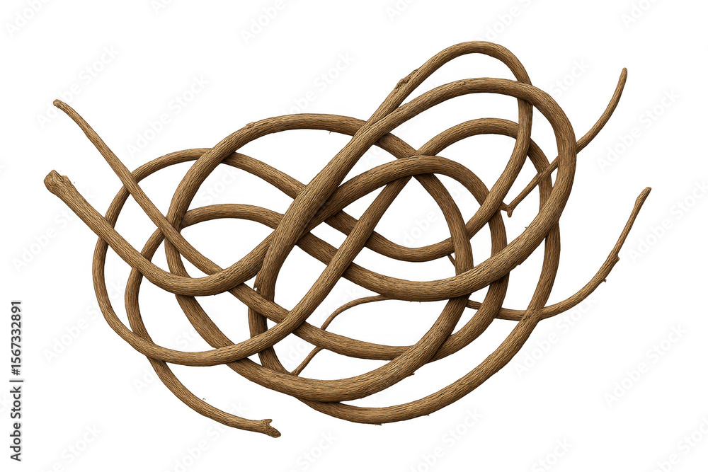 Brown branches intertwining, forming intricate geometric patterns, revealing delicate natural complexity against translucent backdrop Brown branches intertwining, forming intricate geometric patterns, revealing delicate natural complexity against translucent backdrop