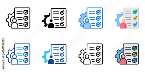 Proficiency icon set multiple style collection 
