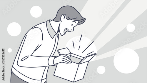 Man Excitedly Opens a Gift Box