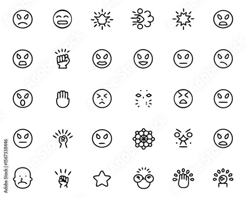 Visual representation of a person experiencing intense emotions like tension and anger conveyed through distinct symbolic markers and a clean graphic style