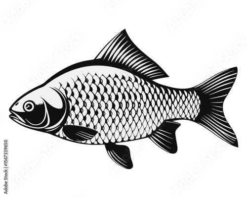 Detailed realistic common bleak fish illustration showcasing its natural form and aquatic beauty perfect for educational or design projects
