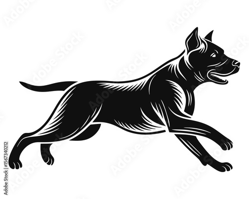 Dynamic black silhouette of a dog in full stride capturing the essence of canine athleticism and movement for graphic design projects