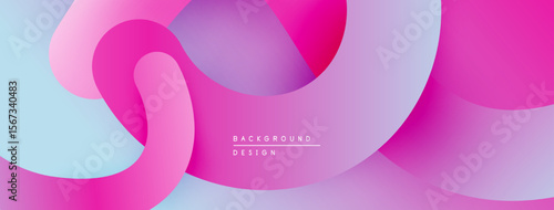 Abstract flowing shapes, vibrant pinks, purples, blues create modern background design. Soft gradients offer visual depth.