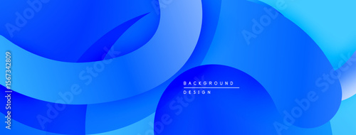 Abstract blue background. Overlapping shapes create dynamic, modern visual effect. Smooth gradients, flowing forms.