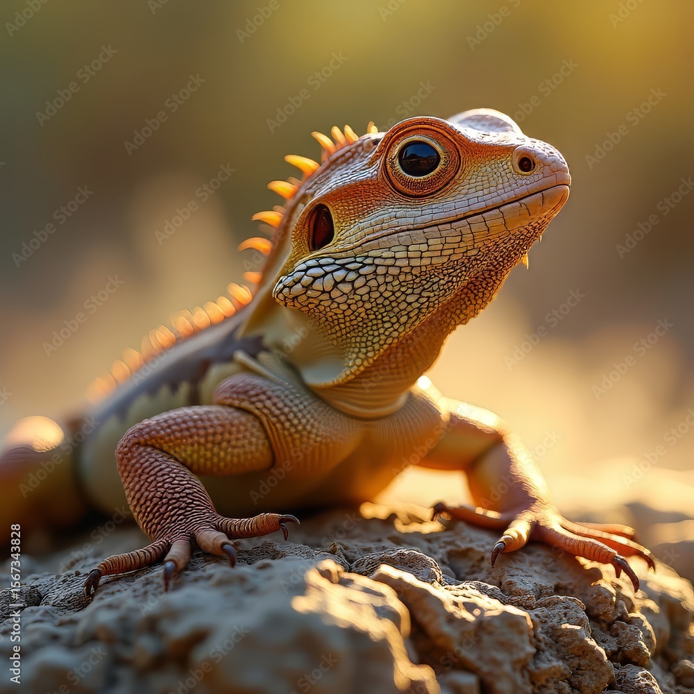 Fototapeta premium Close Up of an Iguana on a Rock