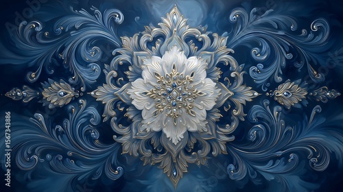 Opulent Blue and Gold Floral Ornament