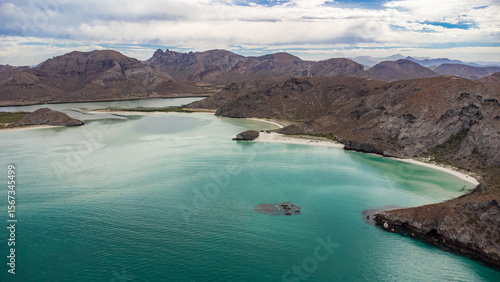 Tableau sur toile Balandra Beach from Above: Aerial Drone View of Turquoise Waters in Baja Califor