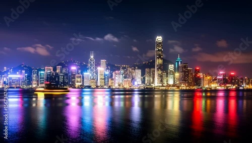 Wallpaper Mural Night Cityscape Colorful Lights Reflected on Dark Water Torontodigital.ca