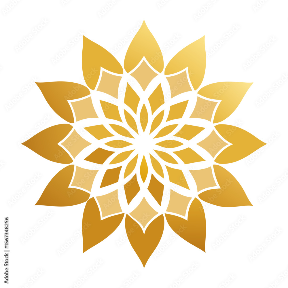 Obraz premium Elegant Gold Mandala with Gradient Hues on Ivory Canvas