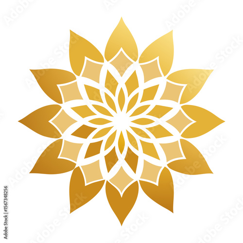 Elegant Gold Mandala with Gradient Hues on Ivory Canvas