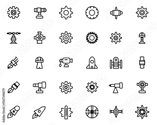 Intricate line art showcasing detailed mechanical components with a focus on gears levers and intricate machinery rendered in a precise technical drawing style