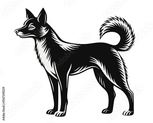 Striking black silhouette of a canine companion artfully crafted on a clean white backdrop perfect for diverse design applications and branding