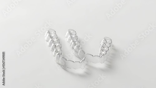 Transparent Dental Aligners for Orthodontic Treatment on White Background for Adobe Stock