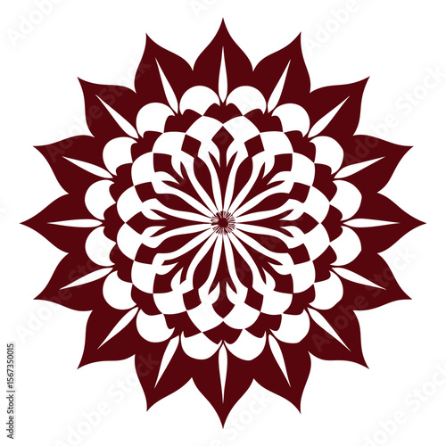 Paper-cut mandala design with layered floral elements and crisp decorative texture.