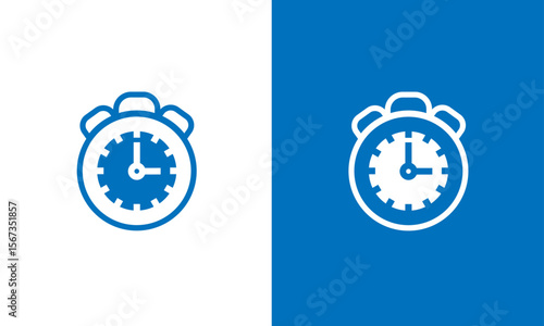 Minimal Stopwatch Icon – Outline Style with Blue and White Backgrounds