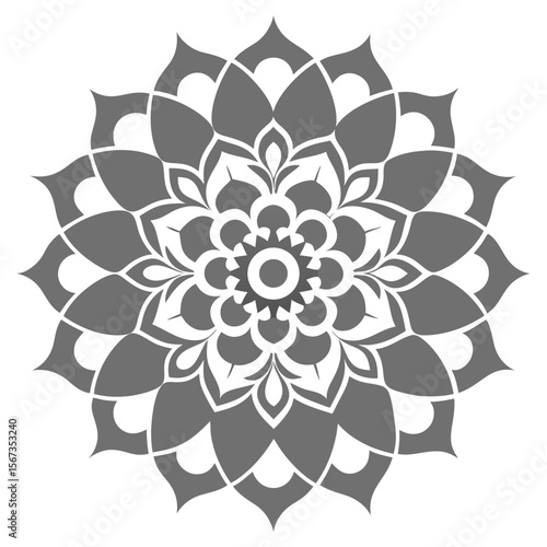 Grayscale Ornate Mandala with Nested Floral and Paisley Details