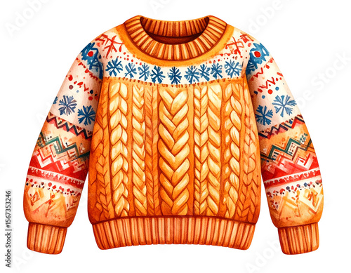 Cozy Orange Knit Sweater Illustration